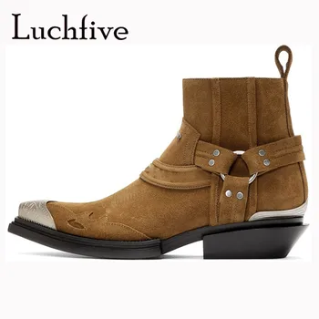 Pointed Toe Chelsea Boots Vintage Block Heel Bohemian Style Buckle Strap Ankle Boots Punk Shoes Women Brown Black Short Boots
Pointed Toe Chelsea Boots Vintage Block Heel Bohemian Style Buckle Strap Ankle Boots Punk Shoes Women Brown Black Short Boots