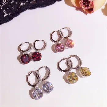 4 colour 925 Silver white pink yellow red topaz gemstone hoop earrings Luxury Long Earrings For Women Wedding Jewelry 
4 colour 925 Silver white pink yellow red topaz gemstone hoop earrings Luxury Long Earrings For Women Wedding Jewelry