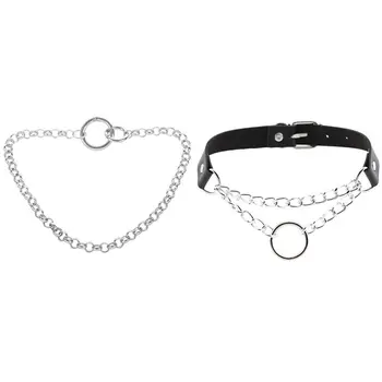 2 Pcs Harajuku Punk Choker Necklace Goth Silver Color Chain Leather Choker Gothic Collar Women Black & Silver Color 
2 Pcs Harajuku Punk Choker Necklace Goth Silver Color Chain Leather Choker Gothic Collar Women Black & Silver Color
