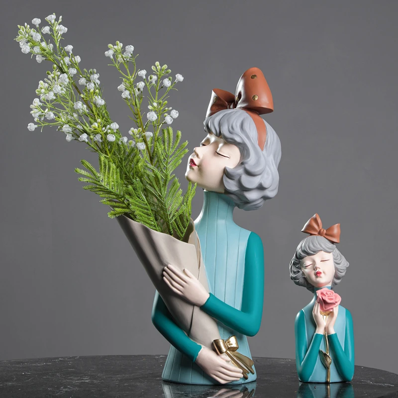 Modern Bowknot Girl Vase Resin Ornaments Home Livingroom Flower Pot Figurines Crafts Desktop Fake Flower Sculpture Decoration
Modern Bowknot Girl Vase Resin Ornaments Home Livingroom Flower Pot Figurines Crafts Desktop Fake Flower Sculpture Decoration