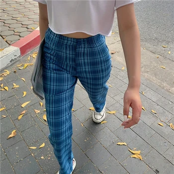 Retro Plaid Full Length Pants Women Elastic Waist Plaid Casual Pants Female Harajuku Plus Size Straight Trouser 2020 Streetwear
Retro Plaid Full Length Pants Women Elastic Waist Plaid Casual Pants Female Harajuku Plus Size Straight Trouser 2020 Streetwear