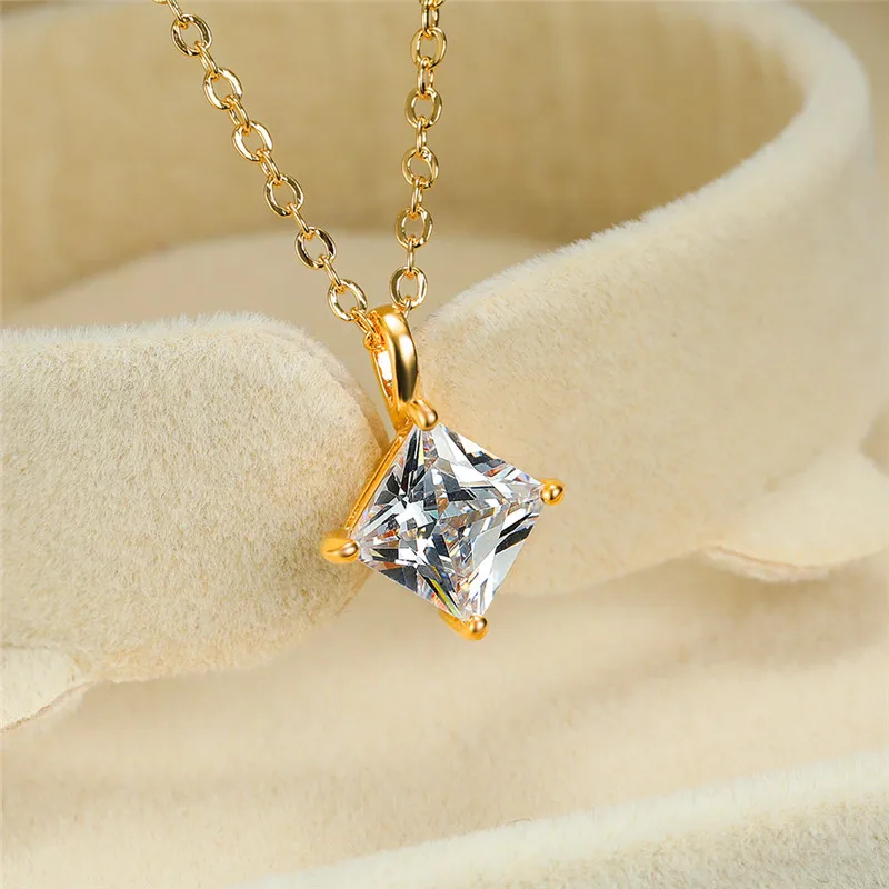 Simple Female Crystal Stone Pendant Necklace Dainty Rose Gold Silver Necklaces For Women Charm Square Small Wedding Necklace
Simple Female Crystal Stone Pendant Necklace Dainty Rose Gold Silver Necklaces For Women Charm Square Small Wedding Necklace