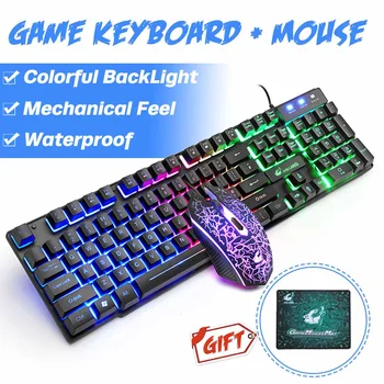 USB Wired Gaming Keyboard Backlit Keyboards With Mouse Pads RGB Led Lighting Computer Laptop Gamer Keyboards Mechanical Feeling
USB Wired Gaming Keyboard Backlit Keyboards With Mouse Pads RGB Led Lighting Computer Laptop Gamer Keyboards Mechanical Feeling