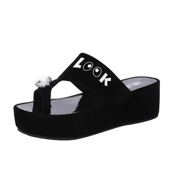 Summer Women's Sandals Thick-Soled Wedge Sandals Rhinestone Letters Flip-Flops Clip Toe Non-Slip Slippers Beach Shoes#325
Summer Women's Sandals Thick-Soled Wedge Sandals Rhinestone Letters Flip-Flops Clip Toe Non-Slip Slippers Beach Shoes#325