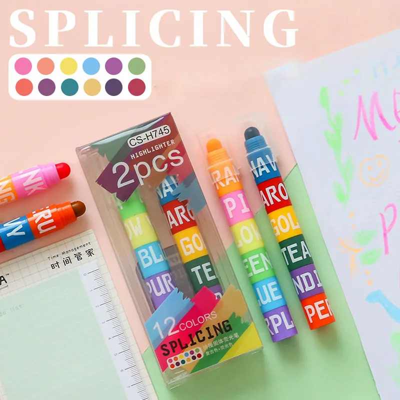 Splicing 6-Color Bullet Fluorescent Highlighter Pen Retro Color Marker Pen DrawSingle Text Focus Marker Pens for School Office
Splicing 6-Color Bullet Fluorescent Highlighter Pen Retro Color Marker Pen DrawSingle Text Focus Marker Pens for School Office