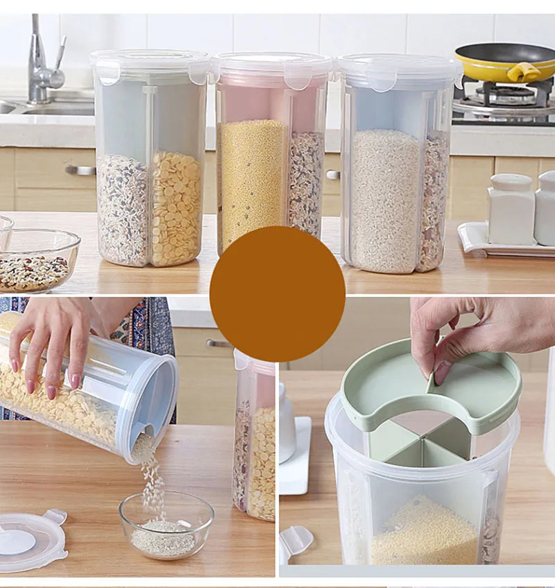 Rice Beans Stoarge Jar With Seal Cover 4 Lattices Refrigerator Food Preservation Container Plastic Kitchen Dry Cereals Storage
Rice Beans Stoarge Jar With Seal Cover 4 Lattices Refrigerator Food Preservation Container Plastic Kitchen Dry Cereals Storage