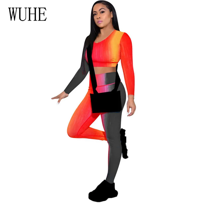 WUHE Gradient Tie Dye Print Tracksuit 2 Piece Set O Neck Long Sleeve Skinny Tops+High Waist Bodycon Legging Sporty Women 's Set
WUHE Gradient Tie Dye Print Tracksuit 2 Piece Set O Neck Long Sleeve Skinny Tops+High Waist Bodycon Legging Sporty Women 's Set