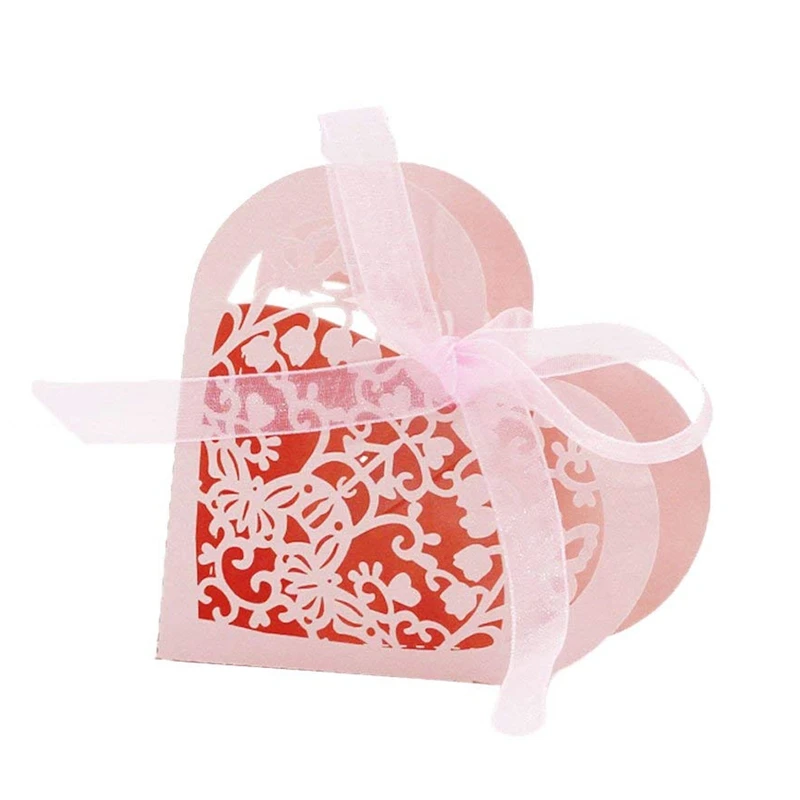 Lot of 20 Candy Box Heart Candy Paper Box Gift Box for Wedding Party - Pink