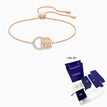 Fashion SWA New FURTHER Bracelet Rose Gold Two Interlocking Fashion Sliding Buckle Bracelet Female Luxury Jewelry Romantic Gift 
Fashion SWA New FURTHER Bracelet Rose Gold Two Interlocking Fashion Sliding Buckle Bracelet Female Luxury Jewelry Romantic Gift