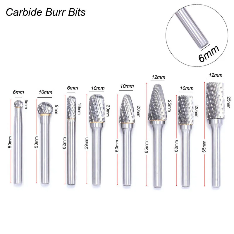 6mm Shank 1/4" Milling Cutter Metal Wood Aluminum Die Grinder Bits Tungsten Carbide Burr Rotary Cutting Dremel Burrs Hard Steel
6mm Shank 1/4" Milling Cutter Metal Wood Aluminum Die Grinder Bits Tungsten Carbide Burr Rotary Cutting Dremel Burrs Hard Steel