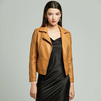 autumn solid PU leather jacket women 2020 short style biker jackets turn down collar Korean style plus size coats femme outwear
autumn solid PU leather jacket women 2020 short style biker jackets turn down collar Korean style plus size coats femme outwear