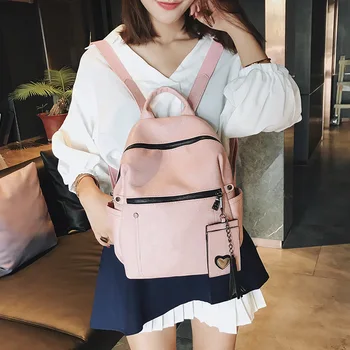 2019 new backpack ladies PU solid color simple large capacity college style school bag travel bag women's
2019 new backpack ladies PU solid color simple large capacity college style school bag travel bag women's