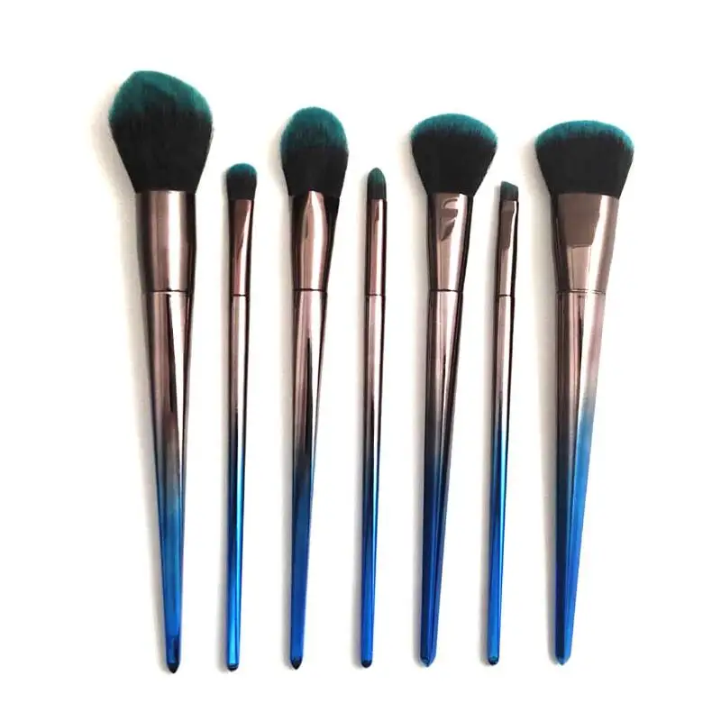 

SAIANTTH 7pcs Diamond Shape Handle Makeup Brushes Gradient Blue Black Beauty Set Foundation powder Sculpting Bronzer Eye Shadow