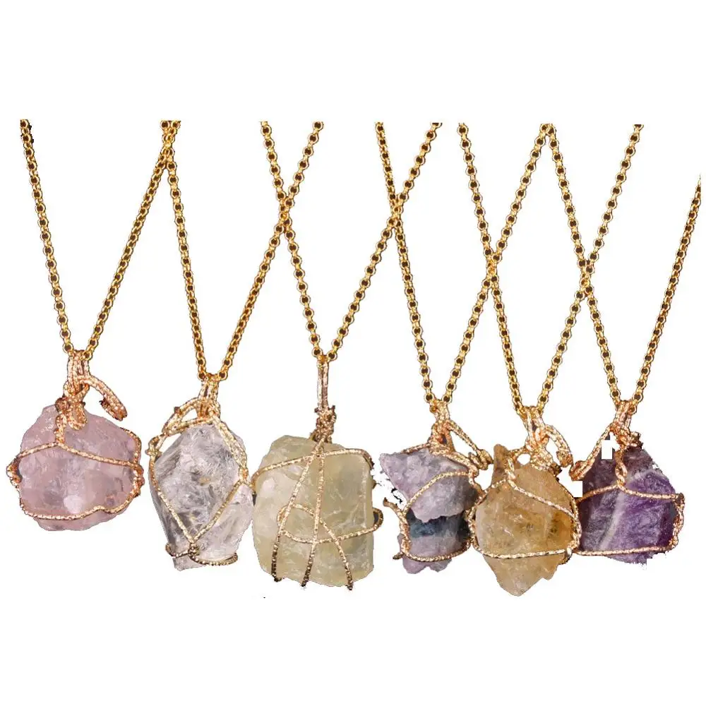 Goldtone Plating Raw Rock Pendant Irregular Shape Stone Genuine Quartz Charm Necklace Steel Wire Wrapped
Goldtone Plating Raw Rock Pendant Irregular Shape Stone Genuine Quartz Charm Necklace Steel Wire Wrapped