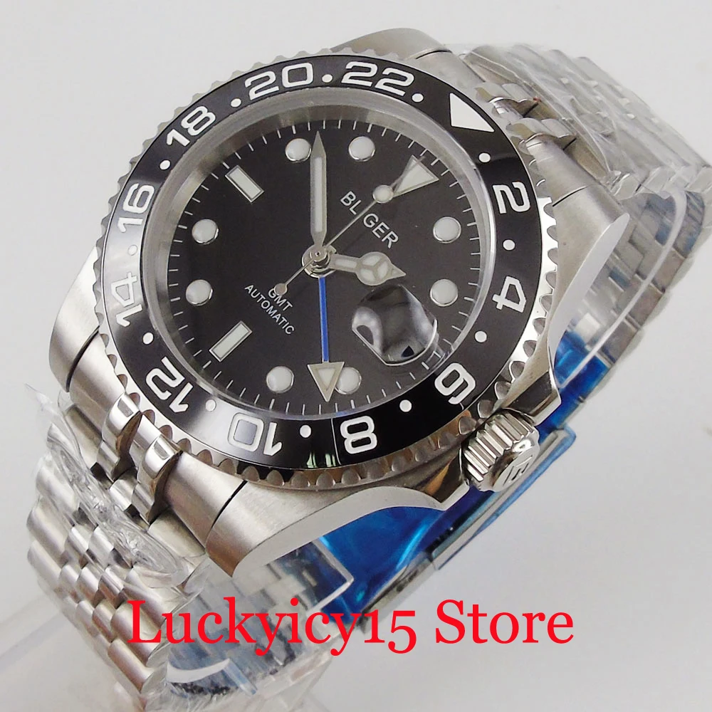 BLIGER Hot Type Jubilee band Men's Mechancial Watch Blue GMT Hand Date Function Ceramic Bezel Insert
BLIGER Hot Type Jubilee band Men's Mechancial Watch Blue GMT Hand Date Function Ceramic Bezel Insert