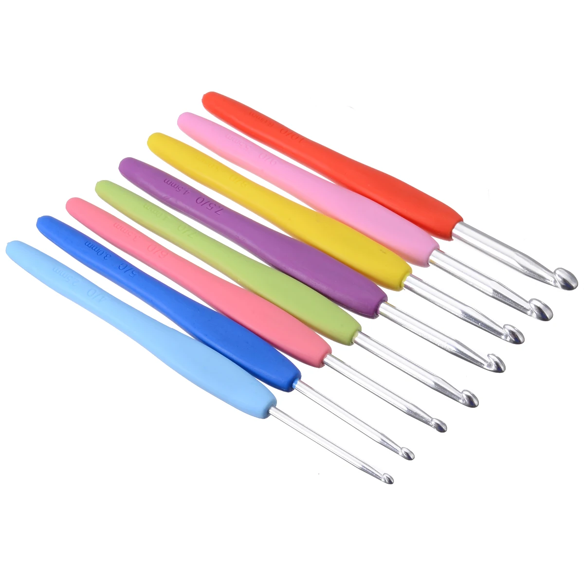 8 PCS Sweater Sewing Needles Aluminum Crochet Hook Knitting Needles with Colorful Soft Handle Kit 2.5/3/3.5/4/4.5/5/5.5/6 mm