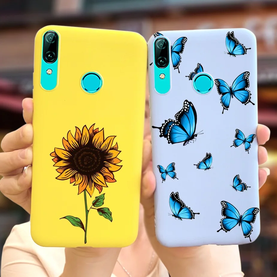 Фото Красивая Голубая бабочка чехол для Huawei P Smart 2019 силиконовый мягкий POT-LX1 задняя