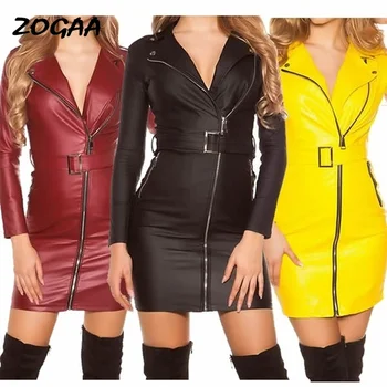 ZOGAA NEW Fashion Women Faux Leather Dress Sexy Party Short Dress Belt Slim Fit Mini V-neck Dress Bandage Zipper Slim omighty
ZOGAA NEW Fashion Women Faux Leather Dress Sexy Party Short Dress Belt Slim Fit Mini V-neck Dress Bandage Zipper Slim omighty
