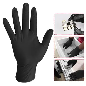 

10PCs Comfortable Rubber Disposable Mechanic Laboratory Safety Work Nitrile Gloves Black Safety Work Gloves