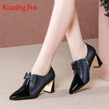 Krazing Pot genuine leather pointed toe high heels butterfly-knot daily wear Chinese style dress basic women spring pumps L63
Krazing Pot genuine leather pointed toe high heels butterfly-knot daily wear Chinese style dress basic women spring pumps L63