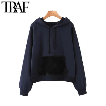 TRAF Women Vintage Stylish Pockets Decorate Sweatshirts Fashion Hooded Collar Long Sleeve Female Pullovers Chic Tops
TRAF Women Vintage Stylish Pockets Decorate Sweatshirts Fashion Hooded Collar Long Sleeve Female Pullovers Chic Tops