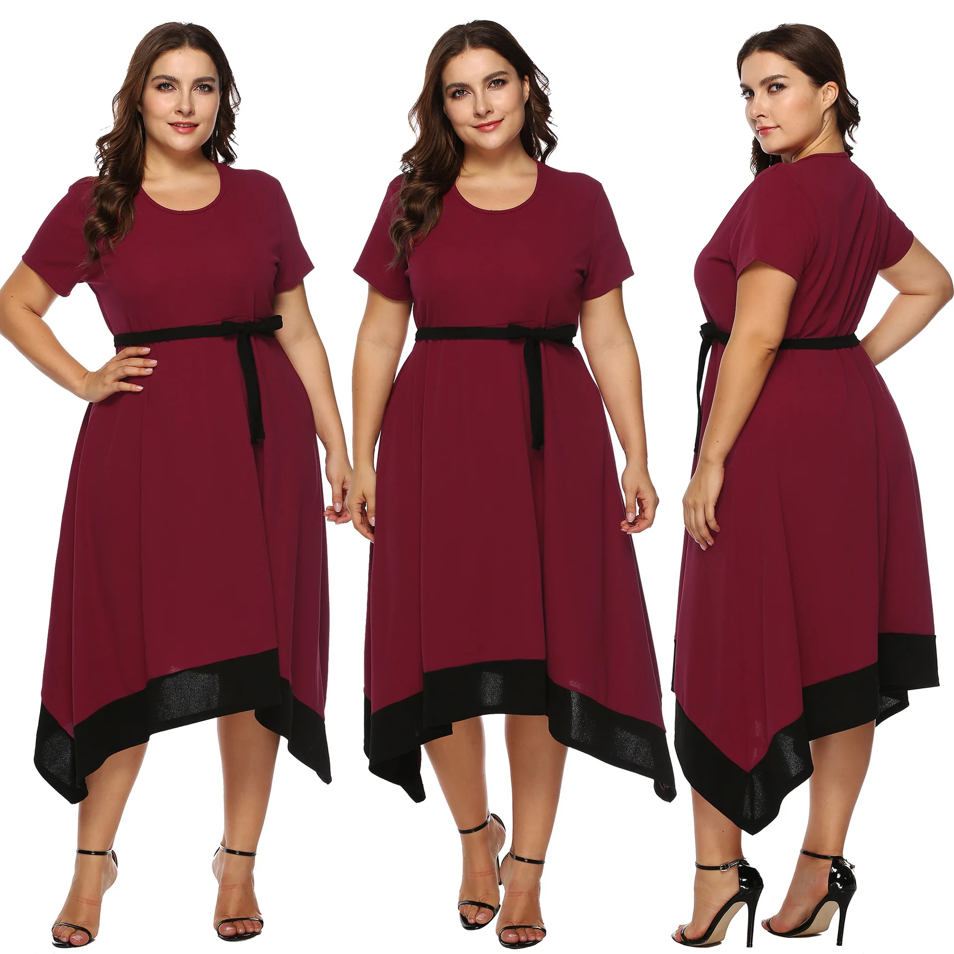2020 New Large Size Round Neck Short Sleeve High Waist Tied Bow Irregular Dress European And American Temperament Dress
2020 New Large Size Round Neck Short Sleeve High Waist Tied Bow Irregular Dress European And American Temperament Dress