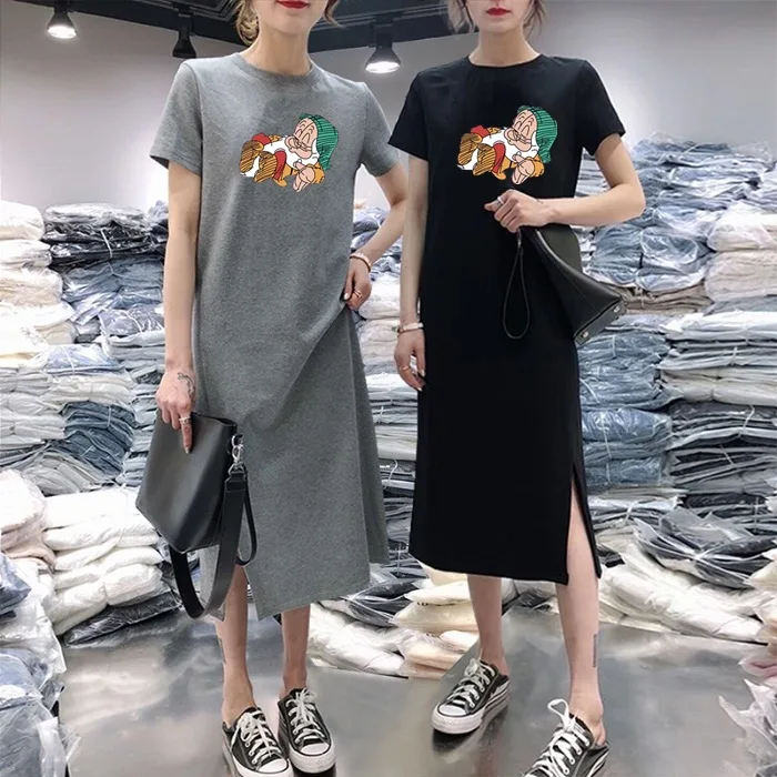 Short-sleeve Dress Women's Casual Belly Covering Large Size Loose-Fit Mid-length over-the-Knee Base T-shirt Skirt Summer
Short-sleeve Dress Women's Casual Belly Covering Large Size Loose-Fit Mid-length over-the-Knee Base T-shirt Skirt Summer