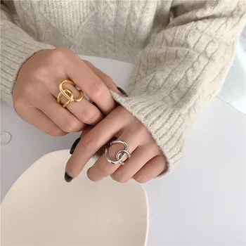 SRCOI Trendy Irregular Wire Twisted Hollow Ring Gold Silver Color Brass Metal Minimalist Open Ring For Women Anniversary Gift 
SRCOI Trendy Irregular Wire Twisted Hollow Ring Gold Silver Color Brass Metal Minimalist Open Ring For Women Anniversary Gift
