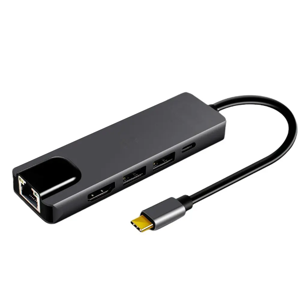 5-в-1 док-станция для Тип с разъемами типа C и USB2.0x2 + HDMI PD 100M LAN Многофункциональный