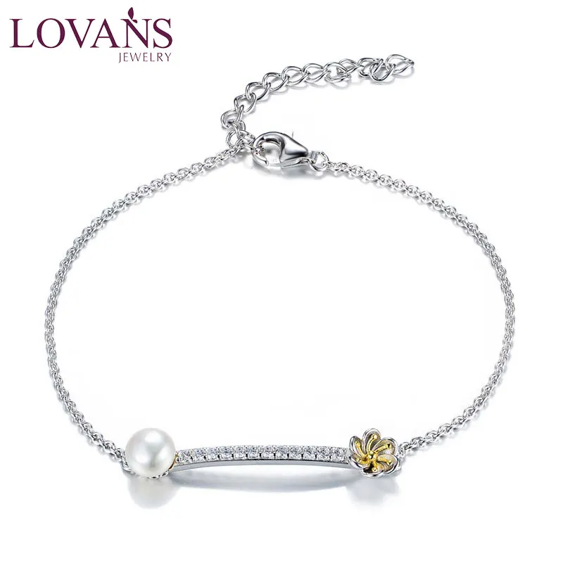LOVANS Women Bracelets 925 Silver Shell Pearl Chain Zirconia Jewelry Lobster Clasp браслеты на руку | Украшения и