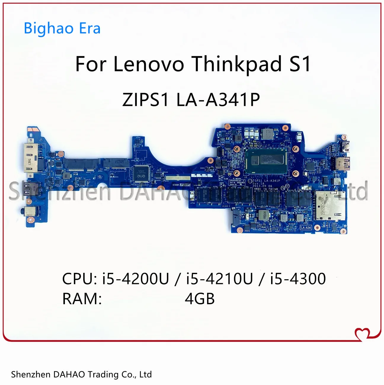 Материнская плата ZIPS1 для ноутбука Lenovo Thinkpad S1 Yoga с процессором i5 4GB-RAM 100% полностью
