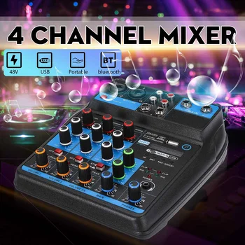 4 Channels Karaoke Players Mixing Console Audio Mixer Portable w/USB Bluetooth DJ Sound Mixing MP3 48V Amplifier KTV Party
4 Channels Karaoke Players Mixing Console Audio Mixer Portable w/USB Bluetooth DJ Sound Mixing MP3 48V Amplifier KTV Party