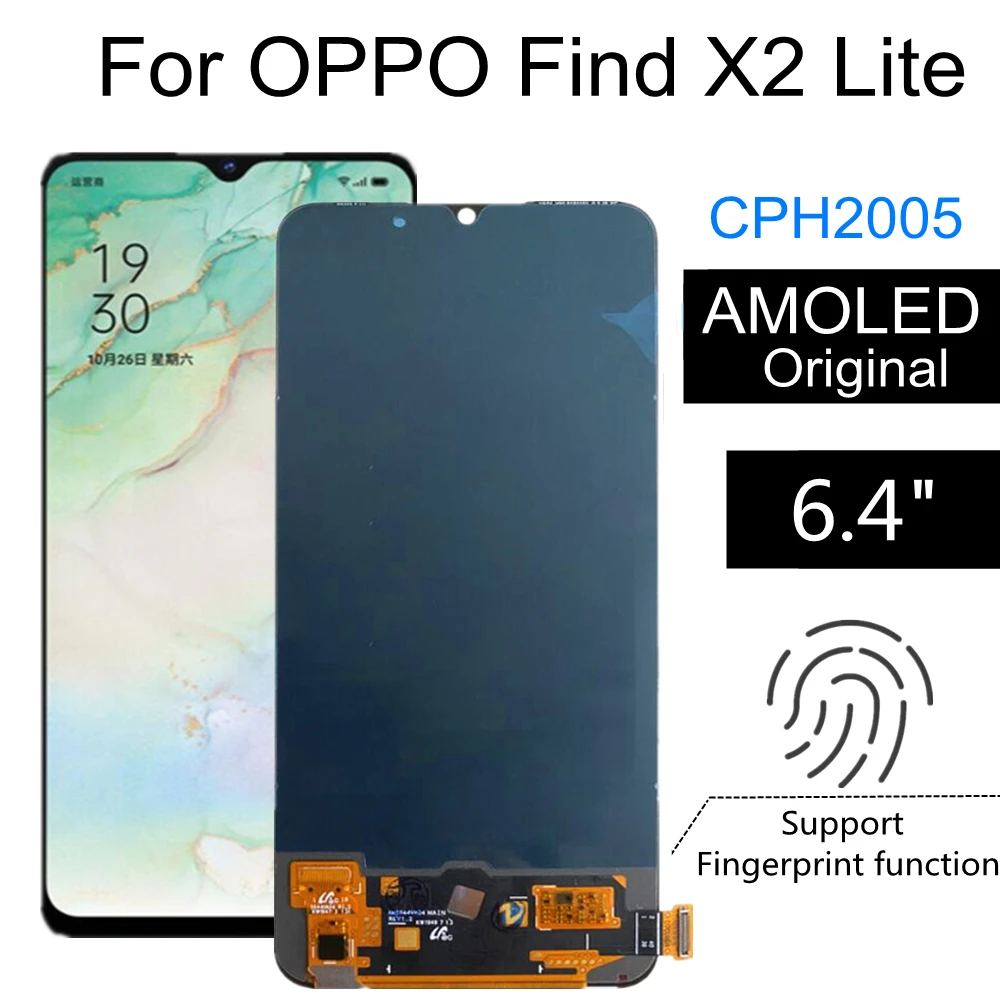 

6.4" AMOLED For Oppo Find X2 Lite LCD Display Touch Screen Digitizer Assembly For OPPO CPH2005 lcd find X2 Lite 5G Global