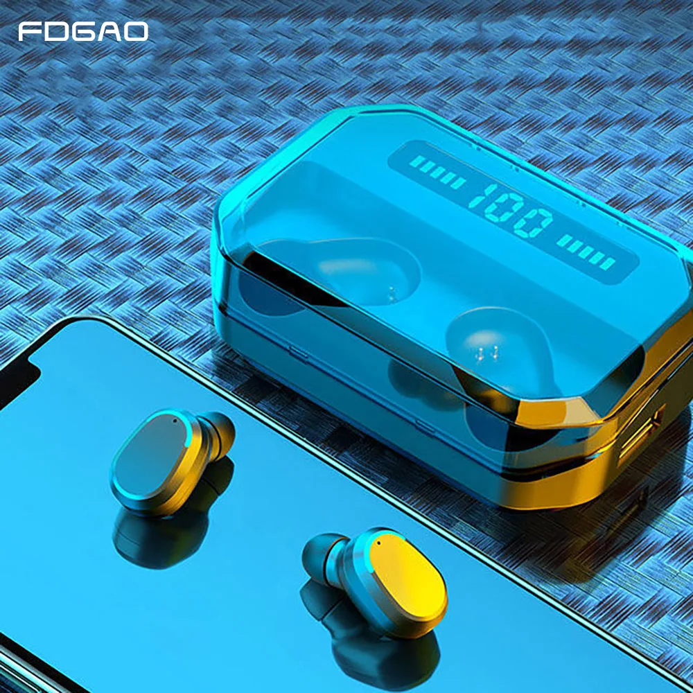 FDGAO Bluetooth 5.0 Earphone Touch Control Wireless Headphons HD Stereo Waterproof Headset with 2200mAh LED Display Charging Box
FDGAO Bluetooth 5.0 Earphone Touch Control Wireless Headphons HD Stereo Waterproof Headset with 2200mAh LED Display Charging Box