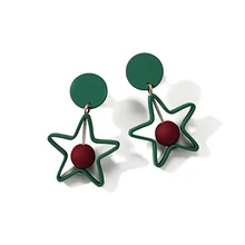 El temperamento de la estrella cuadrada del Triángulo del círculo geométrico golpeó los pendientes largos del colgante verde redondo oferta especial Real(China)