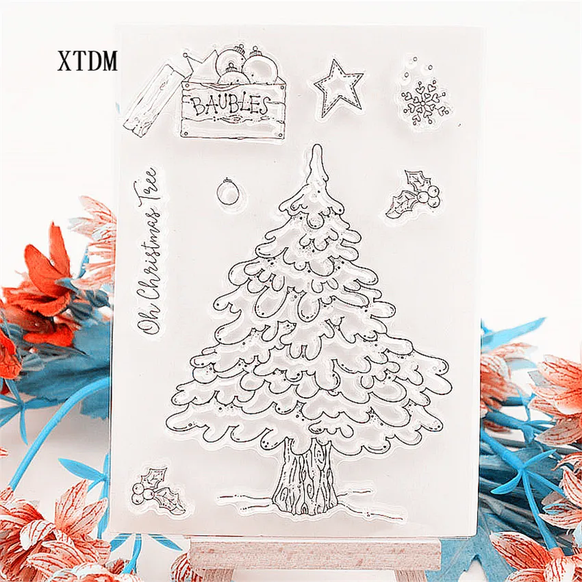 Hot selling Christmas tree transparent clear stamp / silicone seal roller stamp DIY scrapbook album / card production 
Hot selling Christmas tree transparent clear stamp / silicone seal roller stamp DIY scrapbook album / card production