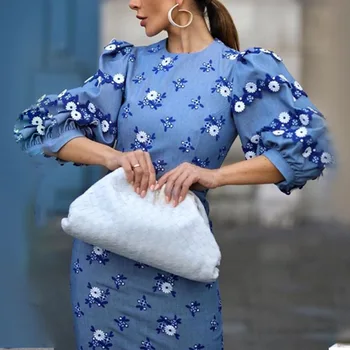Women Office Dress Blue Floral Print Lantern Sleeve Slim Pencil Dresses Cotton And Linen Women Work Wear Casaul Dresses
Women Office Dress Blue Floral Print Lantern Sleeve Slim Pencil Dresses Cotton And Linen Women Work Wear Casaul Dresses