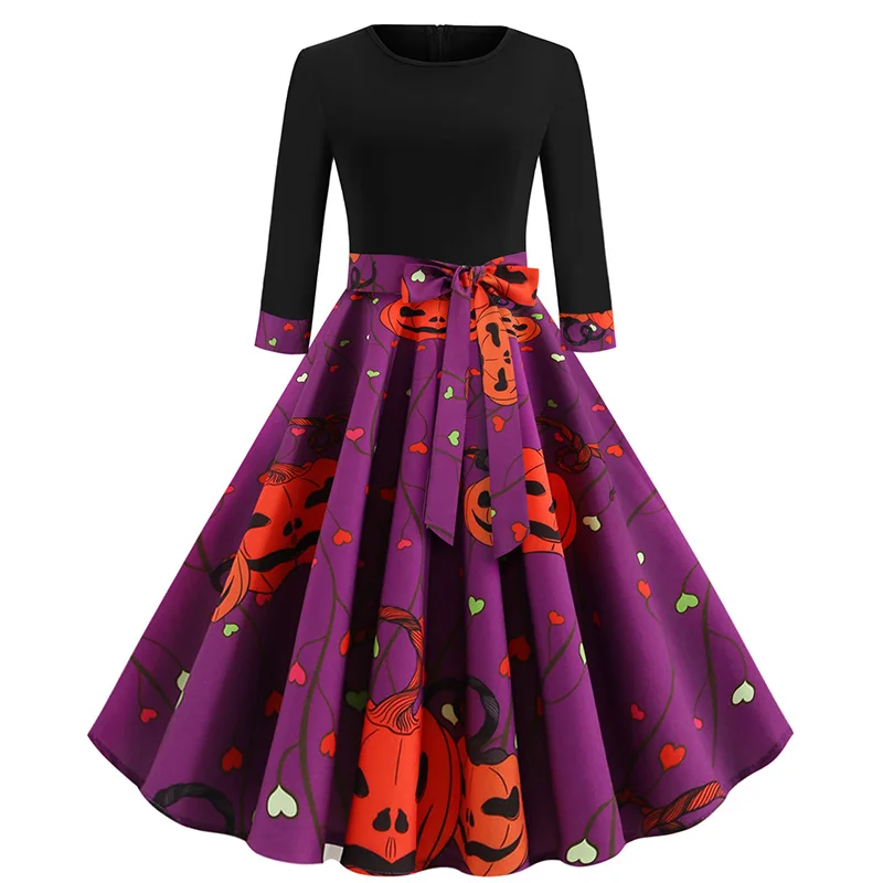 Dress Women Autumn Halloween Party Pumpkin Printed Half Sleeve Plus Size Lace-up Sweet Big Swing vestidos Fashion Dazzle Purple
Dress Women Autumn Halloween Party Pumpkin Printed Half Sleeve Plus Size Lace-up Sweet Big Swing vestidos Fashion Dazzle Purple