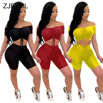 Sexy Ribbed Knit Two Piece Set Summer Clothes For Women Slash Neck Short Sleeve Crop Top And Biker Shorts Club Outfits Tracksuit
Sexy Ribbed Knit Two Piece Set Summer Clothes For Women Slash Neck Short Sleeve Crop Top And Biker Shorts Club Outfits Tracksuit