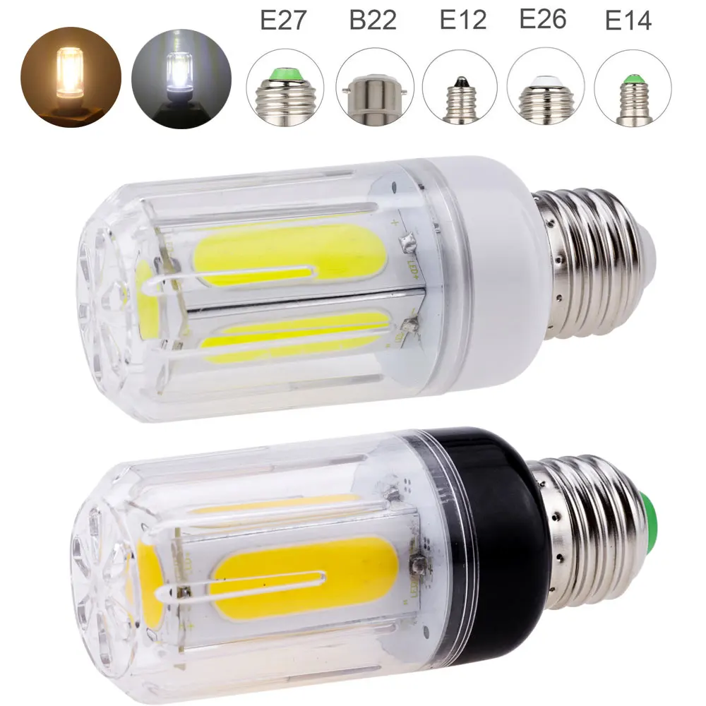 

LED cob Corn Bulb 12W 16W E27 E12 E26 E14 B22 COB White Light 60W 80W Incandescent Lamp Home Chandelier Decor Ampoule