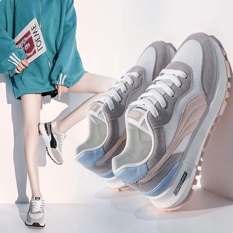 

Light Flat Running Shoes Women Tennis Shoe Fashion Breathable Casual Vulcanized Sneakers Sports Walking Jogging Mesh Sneakers