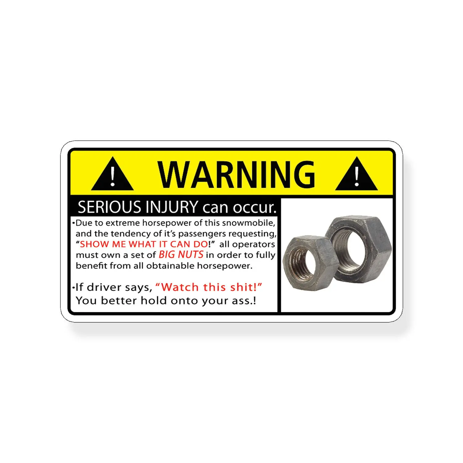 Warning Decals Snowmobile Nuts Sticker Funny Snow Ski Sled Window Bumper Graphic Warning Decal PVC Vinyl Reflective Stickers
Warning Decals Snowmobile Nuts Sticker Funny Snow Ski Sled Window Bumper Graphic Warning Decal PVC Vinyl Reflective Stickers