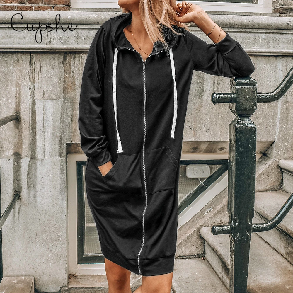 CUPSHE Black Long Zipper Hooded Coats Jackets with Pocket Woman Casual Long Sleeve Sweatshirts 2019 Spring Autumn Sportswears
CUPSHE Black Long Zipper Hooded Coats Jackets with Pocket Woman Casual Long Sleeve Sweatshirts 2019 Spring Autumn Sportswears