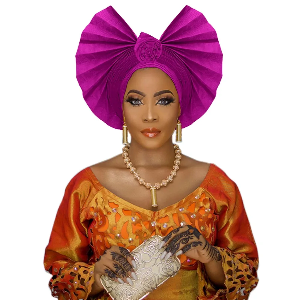 Beautiful African gele headwrap for wedding Ankara aso oke headtie handmade turban (6)
