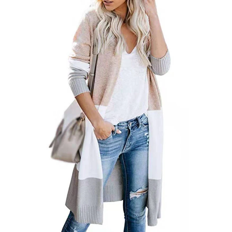 Women Coat Casual Ladies Cardigan Winter Open Front Jumper Warm Spliced Sweater Female Long Tops
Women Coat Casual Ladies Cardigan Winter Open Front Jumper Warm Spliced Sweater Female Long Tops