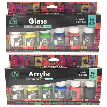 6 x 25ml Heavy Body Colors Rich Pigments Glass/Acrylic LIquid Paint With Pen Set for Painting Canvas Crafts Art Supplies C26
6 x 25ml Heavy Body Colors Rich Pigments Glass/Acrylic LIquid Paint With Pen Set for Painting Canvas Crafts Art Supplies C26