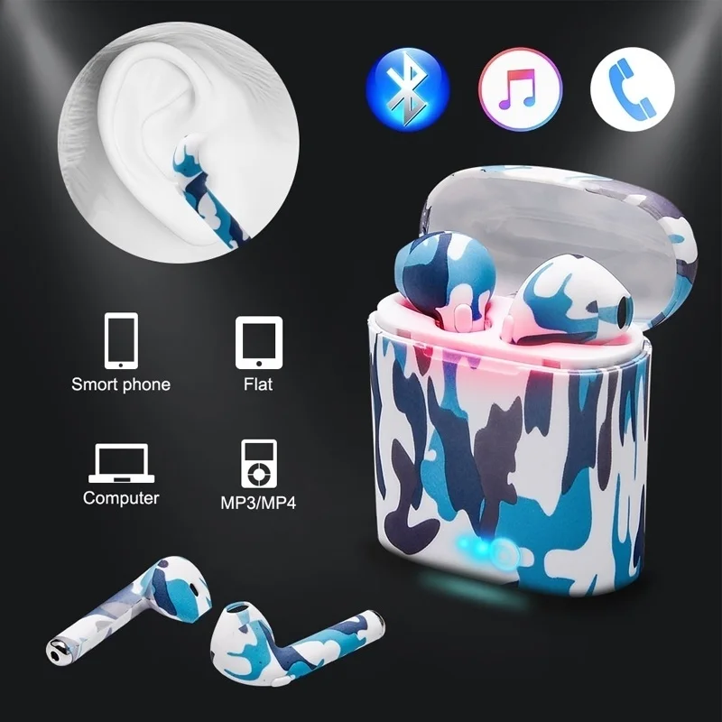 New TWS Camouflage Wireless Bluetooth Wireless Earbuds Twins Stereo Music Headset Mini MC Headset Earphone With Charging Case
New TWS Camouflage Wireless Bluetooth Wireless Earbuds Twins Stereo Music Headset Mini MC Headset Earphone With Charging Case