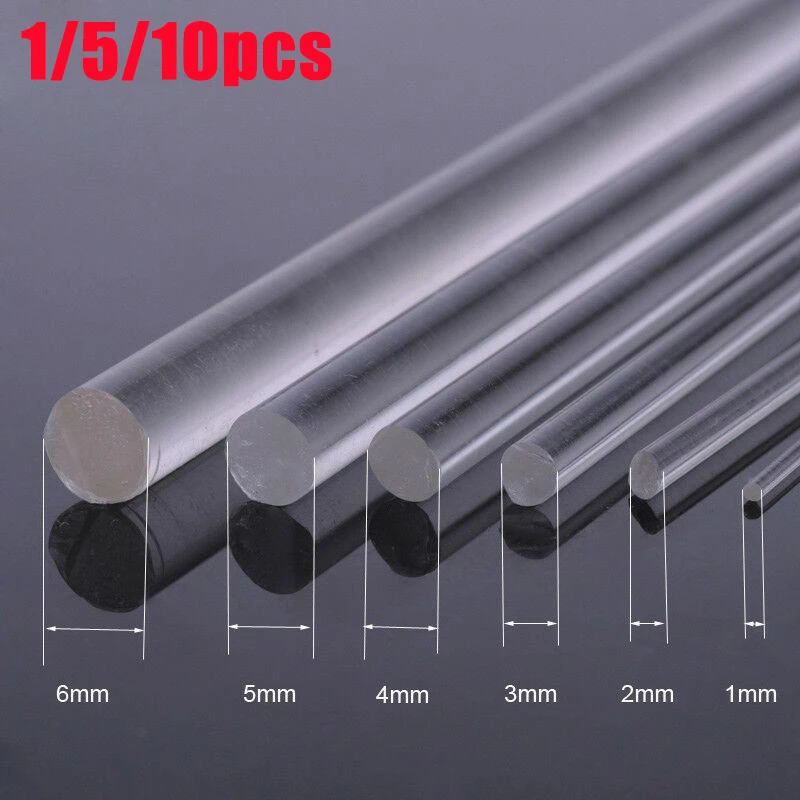 

1-10pc acrylic high transparent organics glass rod multi size 100-300mm Long DIY craft architectural model material architecture