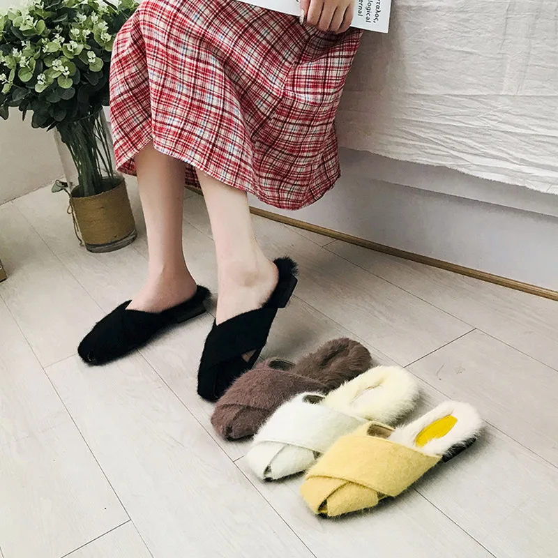 Cover Toe Mules Womens Shoes Women's Slippers 2019 Platform Slides Low Fashion Flock New Flat Luxury Soft Short Plush
Cover Toe Mules Womens Shoes Women's Slippers 2019 Platform Slides Low Fashion Flock New Flat Luxury Soft Short Plush