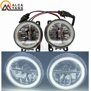 Fog Lights For Ford Focus MK2/3 Fusion Fiesta Tourneo Transit 2001-2015 Car DRL Daytime Running Light 90mm Round Angel Eye .